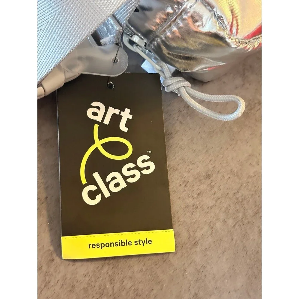 Girls Belt Cross Body‎ Bag Art Class metallic silver NWT